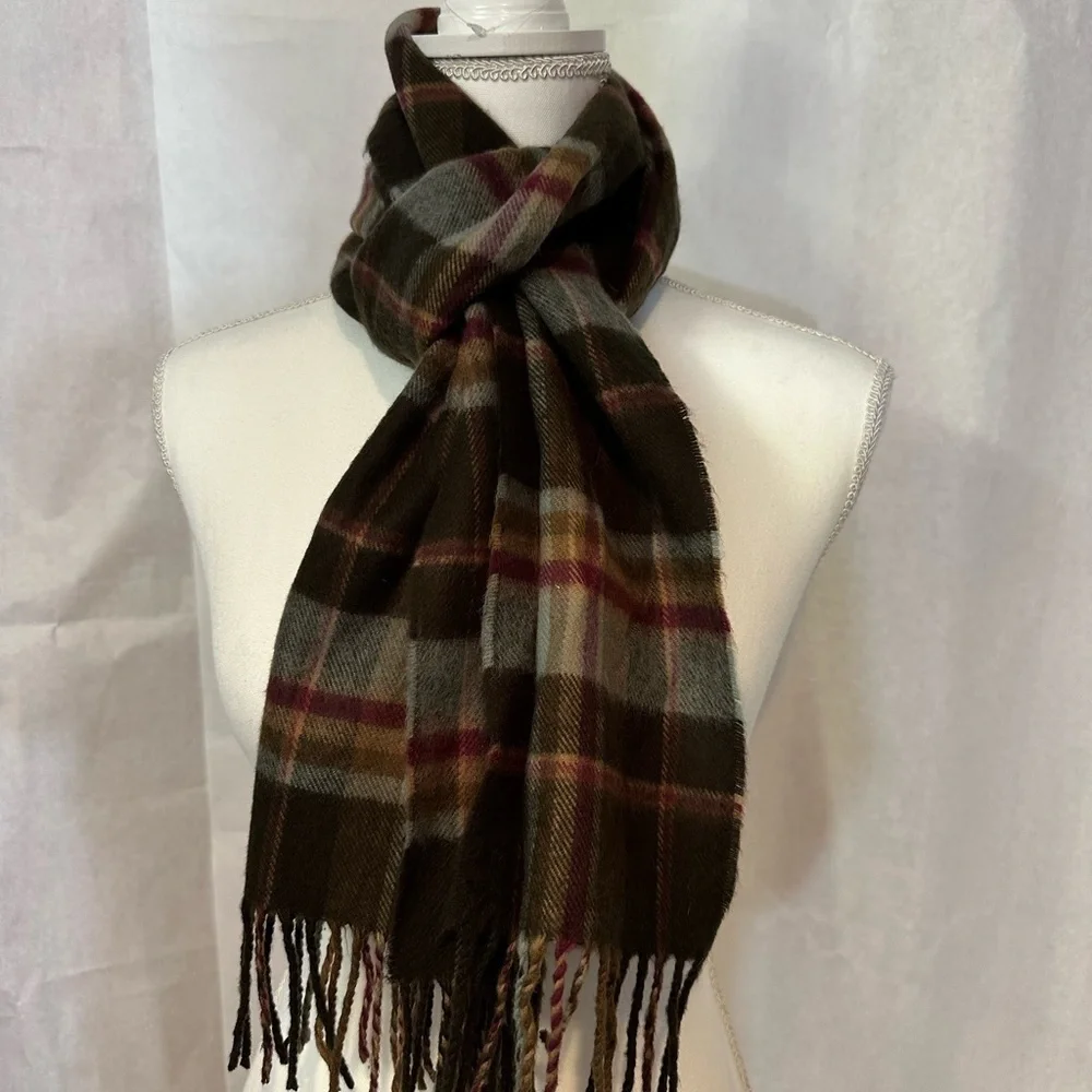 Chic Plaid Scarf in Black, Pink, and Brown